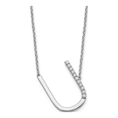 14K White Gold 1/8 ct tw Diamond Initial U Necklace