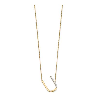 14K Yellow Gold 1/8 ct tw Diamond Initial U Necklace – view 2