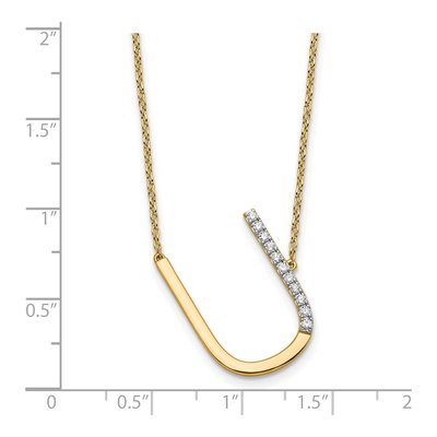 14K Yellow Gold 1/8 ct tw Diamond Initial U Necklace – view 3