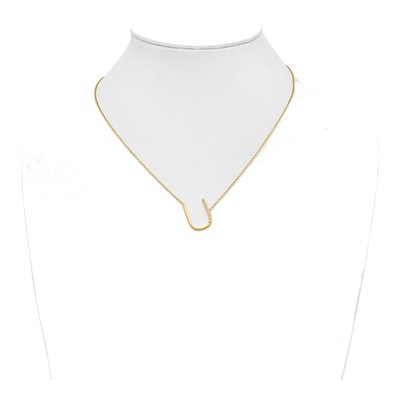 14K Yellow Gold 1/8 ct tw Diamond Initial U Necklace – view 4