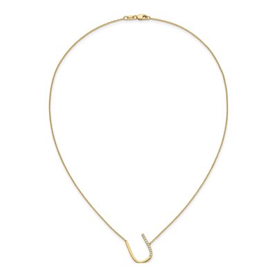 14K Yellow Gold 1/8 ct tw Diamond Initial U Necklace – view 5