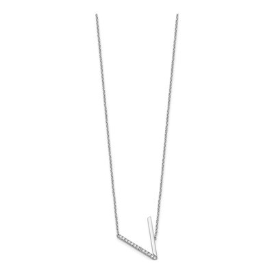 14K White Gold 1/7 ct tw Diamond Initial V Necklace – view 3