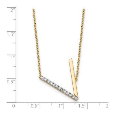 14K Yellow Gold 1/7 ct tw Diamond Initial V Necklace – view 3