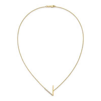14K Yellow Gold 1/7 ct tw Diamond Initial V Necklace – view 5