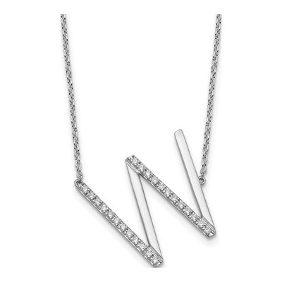 14K White Gold 0.29 ct tw Diamond Initial W Necklace
