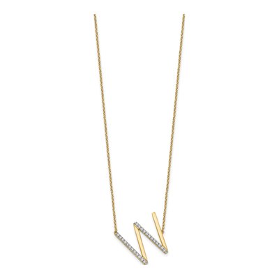 14K Yellow Gold 0.29 ct tw Diamond Initial W Necklace – view 2