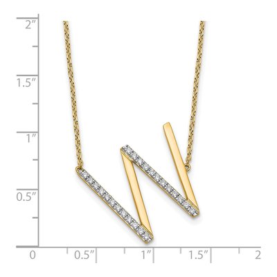 14K Yellow Gold 0.29 ct tw Diamond Initial W Necklace – view 3