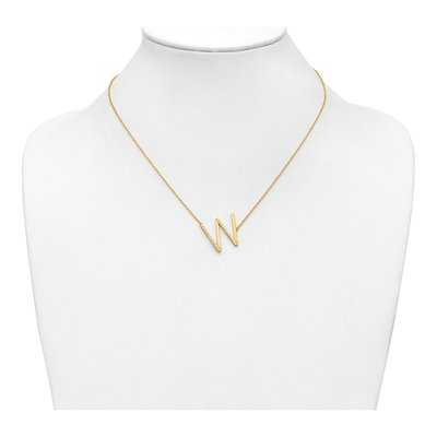 14K Yellow Gold 0.29 ct tw Diamond Initial W Necklace – view 4