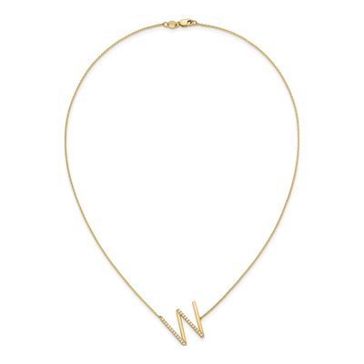 14K Yellow Gold 0.29 ct tw Diamond Initial W Necklace – view 5