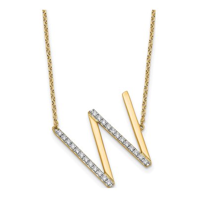 14K Yellow Gold 0.29 ct tw Diamond Initial W Necklace