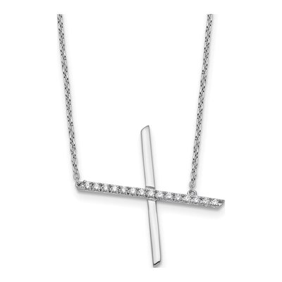14K White Gold 1/6 ct tw Diamond Initial X Necklace