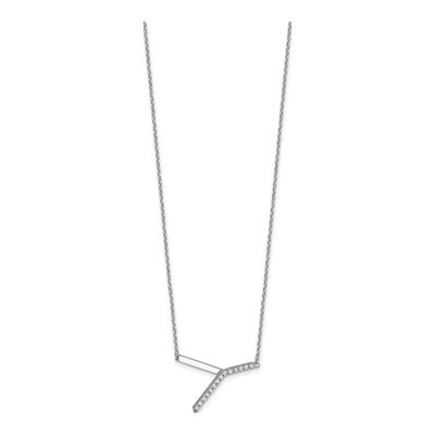 14K White Gold 1/6 ct tw Diamond Initial Y Necklace – view 3