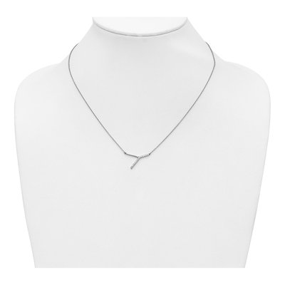 14K White Gold 1/6 ct tw Diamond Initial Y Necklace – view 5