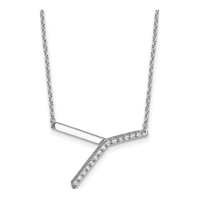 14K White Gold 1/6 ct tw Diamond Initial Y Necklace