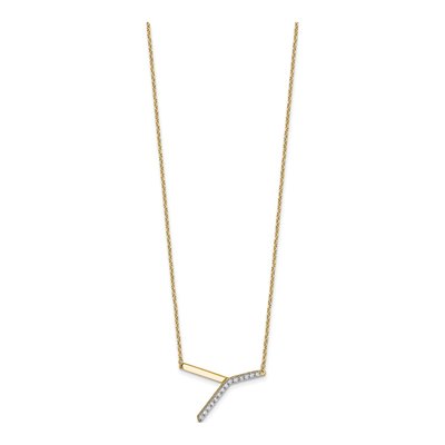 14K Yellow Gold 1/6 ct tw Diamond Initial Y Necklace – view 2