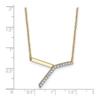 14K Yellow Gold 1/6 ct tw Diamond Initial Y Necklace – view 3