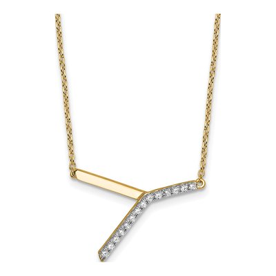 14K Yellow Gold 1/6 ct tw Diamond Initial Y Necklace