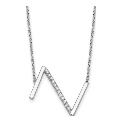14K White Gold 1/7 ct tw Diamond Initial Z Necklace