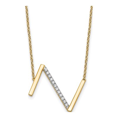 14K Yellow Gold 1/7 ct tw Diamond Initial Z Necklace