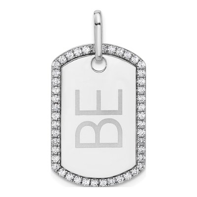 14K White Gold 0.55 ct tw Personalized Diamond Dog Tag Charm – view 5