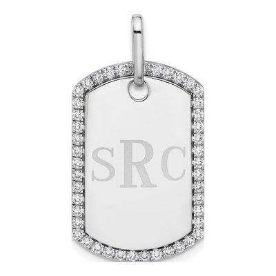 14K White Gold 0.55 ct tw Personalized Diamond Dog Tag Charm – view 6