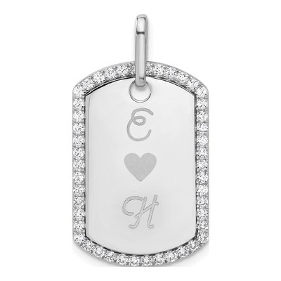 14K White Gold 0.55 ct tw Personalized Diamond Dog Tag Charm – view 7