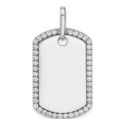 14K White Gold 0.55 ct tw Personalized Diamond Dog Tag Charm