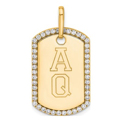 14K Yellow Gold 0.55 ct tw Personalized Diamond Dog Tag Charm – view 4
