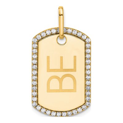 14K Yellow Gold 0.55 ct tw Personalized Diamond Dog Tag Charm – view 5