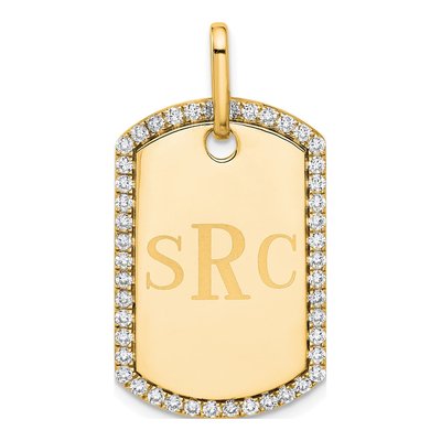 14K Yellow Gold 0.55 ct tw Personalized Diamond Dog Tag Charm – view 6