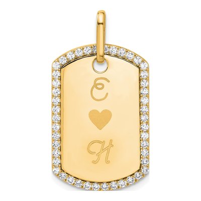 14K Yellow Gold 0.55 ct tw Personalized Diamond Dog Tag Charm – view 7