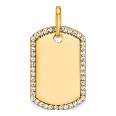 14K Yellow Gold 0.55 ct tw Personalized Diamond Dog Tag Charm