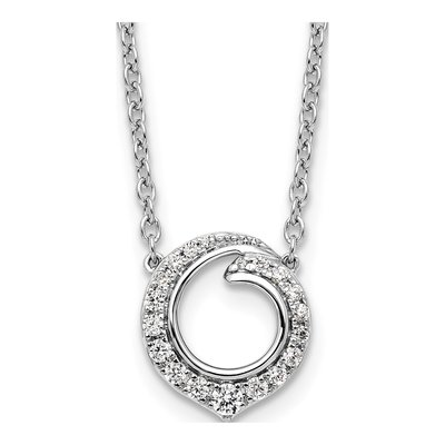 14K White Gold 1/4 ct tw Diamond Swirl Necklace