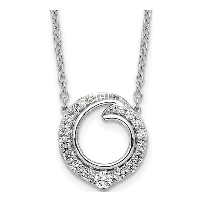 14K White Gold 1/2 ct tw Diamond Swirl Necklace