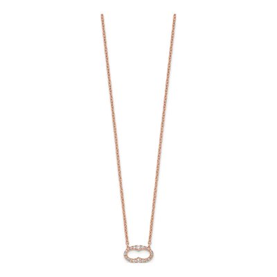 14K Rose Gold 1/4 ct tw Diamond Oval 18-inch Necklace – view 2