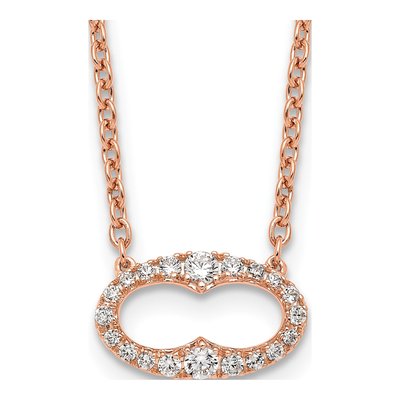 14K Rose Gold 1/4 ct tw Diamond Oval 18-inch Necklace