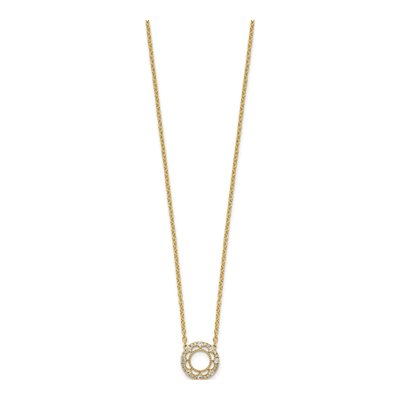 14K Yellow Gold 1/4 ct tw Diamond Floral Circle Necklace – view 2