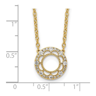 14K Yellow Gold 1/4 ct tw Diamond Floral Circle Necklace – view 3