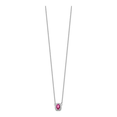 14K White Gold 1/15 ct tw Ruby & Diamond Halo Necklace – view 3
