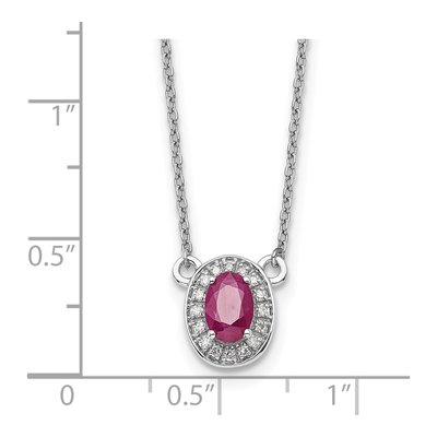 14K White Gold 1/15 ct tw Ruby & Diamond Halo Necklace – view 4