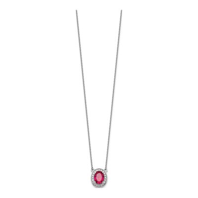 14K White Gold 1/5 ct tw Ruby & Diamond Halo Necklace – view 3