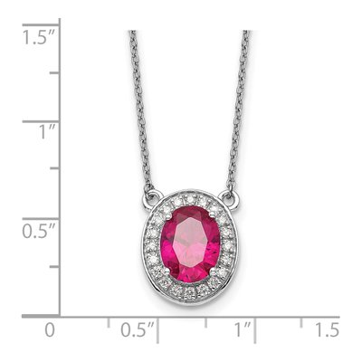 14K White Gold 1/5 ct tw Ruby & Diamond Halo Necklace – view 4