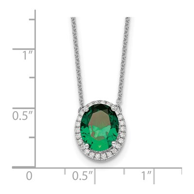 14K White Gold 1/7 ct tw Lab-Created Emerald & Diamond Oval Halo Necklace – view 4