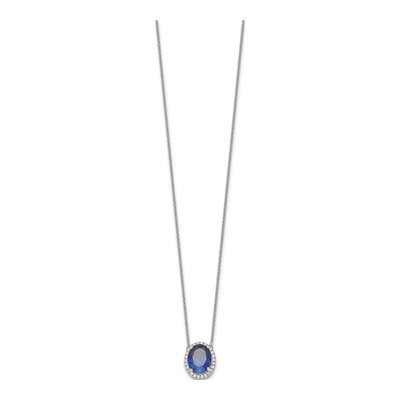 14K White Gold 1/7 ct tw Lab-Created Sapphire & Diamond Halo Necklace – view 3