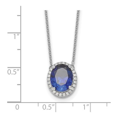 14K White Gold 1/7 ct tw Lab-Created Sapphire & Diamond Halo Necklace – view 4