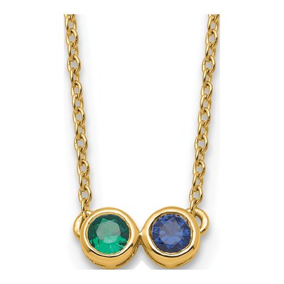 14K Yellow Gold 2-Stone Family Birthstone Necklace – view 2