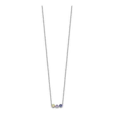 14K White Gold 3-Stone Birthstone Family Necklace Mounting – view 3