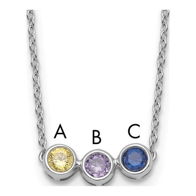 14K White Gold 3-Stone Birthstone Family Necklace Mounting – view 5
