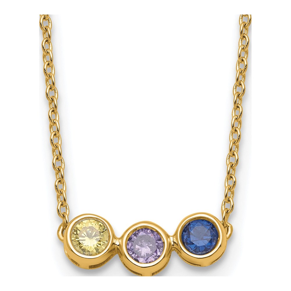 14K Yellow Gold 3 Stone Family Necklace Mounting