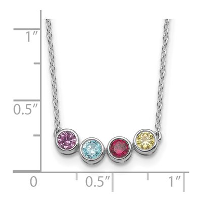 14K White Gold 4-Stone Family Birthstone Necklace – view 4